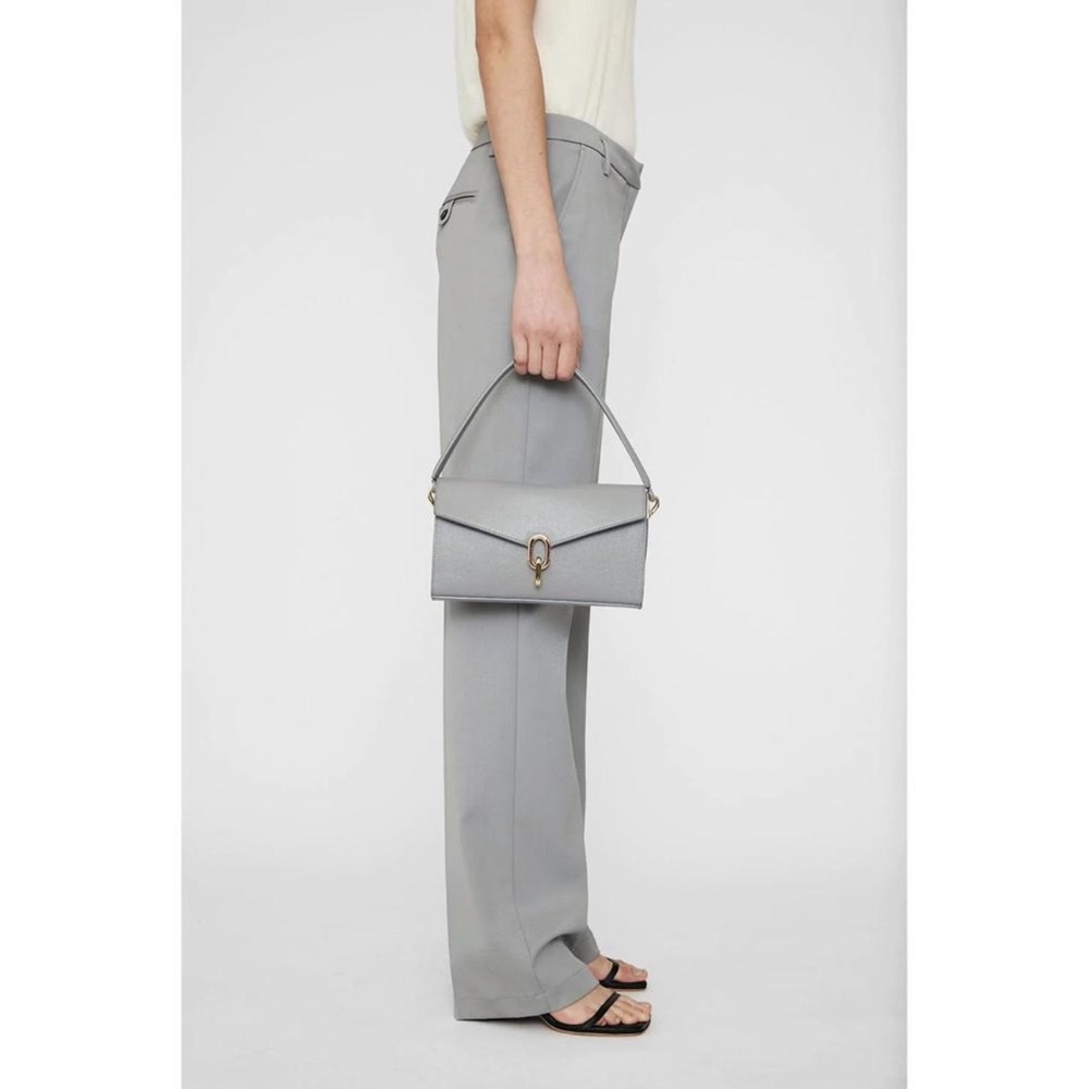 NEW ANINE BING colette bag in grey saffiano - Picture 2 of 12